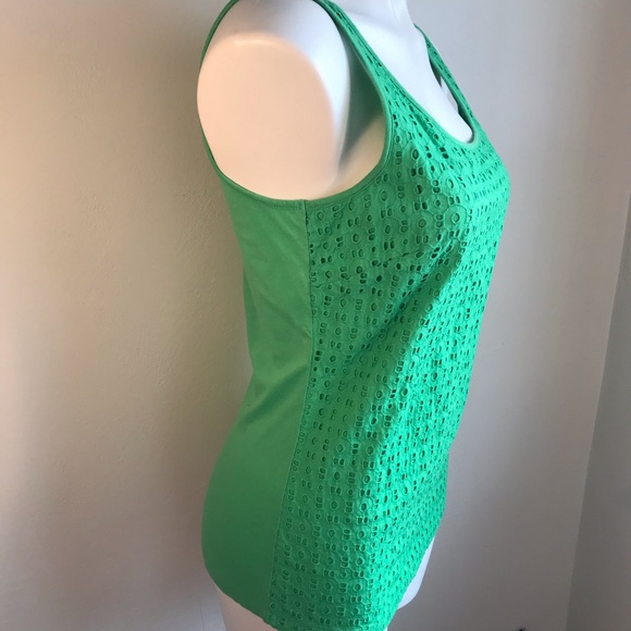 New York & Company Lime Green Eyelet Overlay Tank - Picture 8 of 8